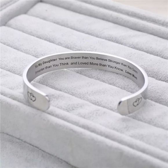 Daughter from Mom Stainless Steel Cuff Bracelet - Picture 3 of 7